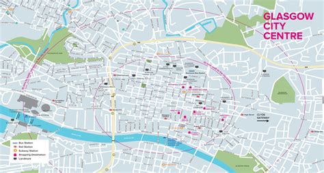 Glasgow city centre map .